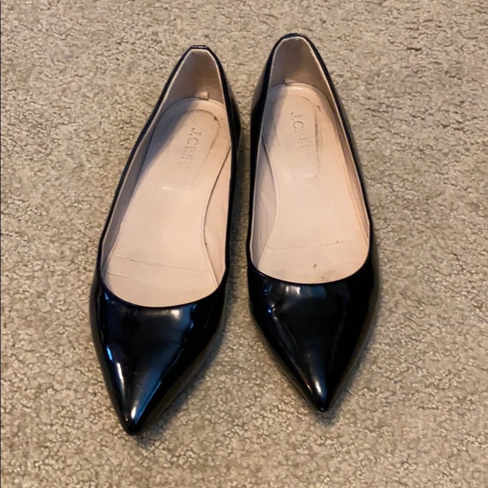 JCrew black patent level pointed toe flats